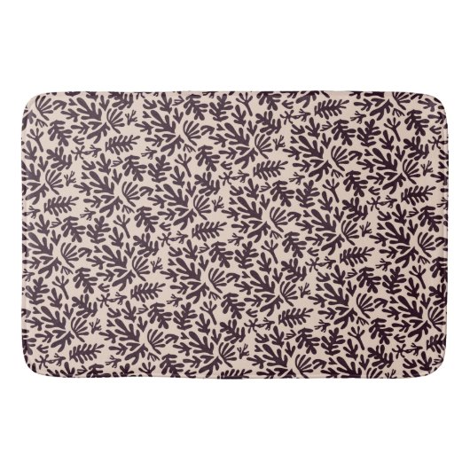 Boho Matisse Botanical Shapes Pattern Cream Black Badmat (Voorkant)