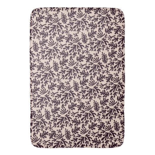 Boho Matisse Botanical Shapes Pattern Cream Black Badmat (Voorkant Verticaal)
