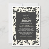 Boho Matisse Botanische Black White Baby shower Kaart (Voorkant)