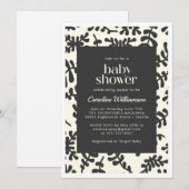 Boho Matisse Botanische Black White Baby shower Kaart (Voorkant / Achterkant)