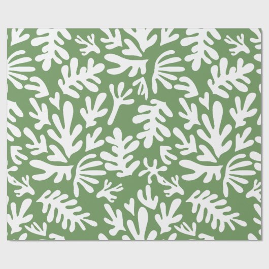 Boho Matisse Botanische Vormen Donkergroen Kerstmi Cadeaupapier (Vlak)