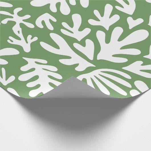 Boho Matisse Botanische Vormen Donkergroen Kerstmi Cadeaupapier (Hoek)