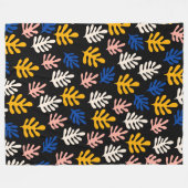 Boho Matisse botanische vormen in zwart-roze blauw Fleece Deken (Voorkant (Horizontaal))
