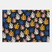 Boho Matisse botanische vormen in zwart-roze blauw Inpakpapier Vel (Voorkant)