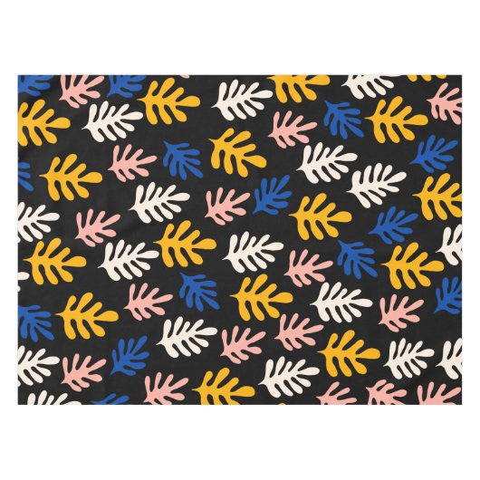 Boho Matisse botanische vormen in zwart-roze blauw Tafelkleed (Voorkant (Horizontaal))