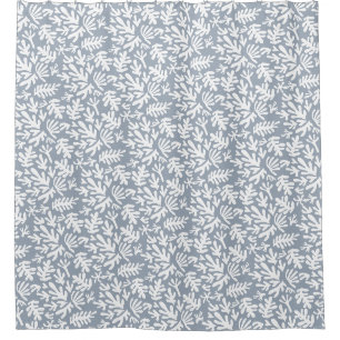 Boho Matisse Botanische Vormen Patroon Eend Blauw Douchegordijn