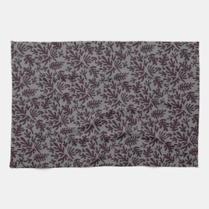 Boho Matisse botanische vormen patroon zwart grijs Theedoek