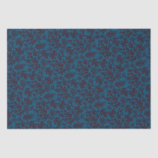 Boho Matisse Botanische vormen Pattern Black Blue Tissuepapier (Voorkant)