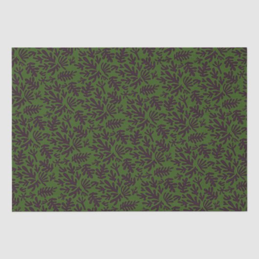 Boho Matisse Botanische vormen Pattern Black Green Tissuepapier (Voorkant)