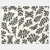 Boho Matisse Botanische vormen Pattern Black White Fleece Deken (Voorkant (Horizontaal))