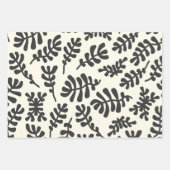 Boho Matisse Botanische vormen Pattern Black White Inpakpapier Vel (Voorkant 2)