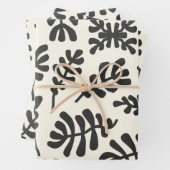 Boho Matisse Botanische vormen Pattern Black White Inpakpapier Vel (In situ)