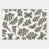 Boho Matisse Botanische vormen Pattern Black White Inpakpapier Vel (Voorkant)