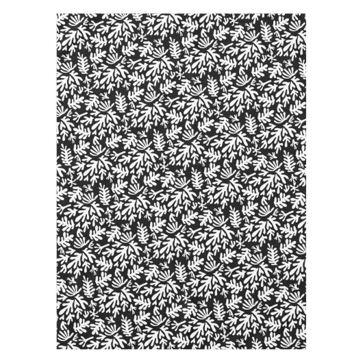 Boho Matisse Botanische vormen Pattern Black White Tafelkleed (Voorkant)