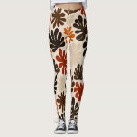 Boho Matisse Flower Pattern  Leggings<br><div class="desc">A seamless pattern featuring abstract,  organic coral and leaf-like shapes in varying sizes. The design uses a warm,  autumnal palette of terracotta,  deep chocolate brown,  burnt orange,  and cream. The silhouettes have a soft,  hand-cut paper texture that gives the pattern a mid-century modern feel.</div>