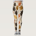 Boho Matisse Flower Pattern Leggings<br><div class="desc">A seamless pattern featuring abstract, organic coral and leaf-like shapes in varying sizes. The design uses a warm, autumnal palette of terracotta, deep chocolate brown, burnt orange, and cream. The silhouettes have a soft, hand-cut paper texture that gives the pattern a mid-century modern feel.</div>