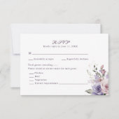 Boho Mauve and Lilac Flowers Wedding RSVP Card (Voorkant)
