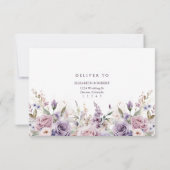Boho Mauve and Lilac Flowers Wedding RSVP Card (Achterkant)