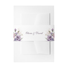 Boho Mauve en Lila Bloemen Bruiloft Uitnodigingen Wikkel