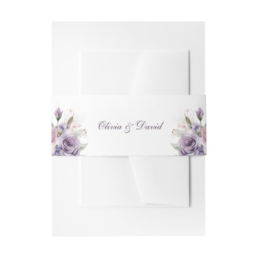 Boho Mauve en Lila Bloemen Bruiloft Uitnodigingen Wikkel (Voorkant Voorbeeld)