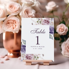 Boho Mauve en Lila Bloemen Trouwtafel Nummer