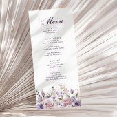 Boho Mauve en Lila Bloemen Wedding Menu Kaart