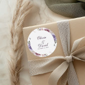 Boho Mauve en Lila bloemenbruiloft Ronde Sticker