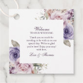 Boho Mauve en Lila Floral Wedding Favoriete Labels (Voorkant)