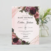 Boho Mauve en maroon bloemen gouden lijst rustig Kaart (Staand voorkant)