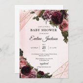 Boho Mauve en maroon bloemen gouden lijst rustig Kaart (Voorkant / Achterkant)