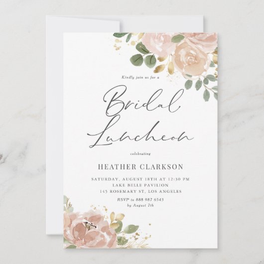 Boho Mauve Peach Bloemen Bridal Luncheon QR-code Kaart (Voorkant)