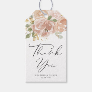 Boho Mauve Peach Bloemen bruiloft Dank u Cadeaulabel