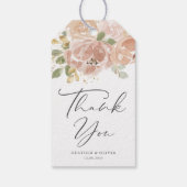 Boho Mauve Peach Bloemen bruiloft Dank u Cadeaulabel (Achterkant)