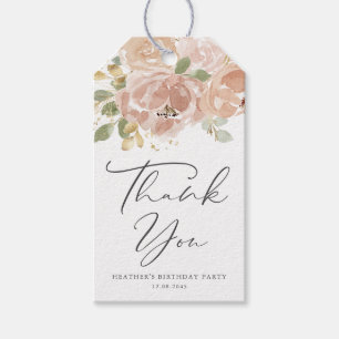 Boho Mauve Peach Bloemen Verjaardagsfeest Bedankt Cadeaulabel