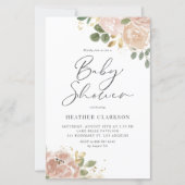 Boho Mauve Peach Floral Baby shower Uitnodiging (Voorkant)