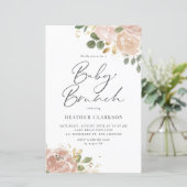 Boho Mauve Peach Flowers Baby Brunch Uitnodiging (Staand voorkant)