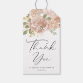 Boho Mauve Peach Flowers Baby shower Bedankt Cadeaulabel (Voorkant)
