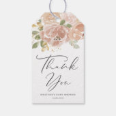 Boho Mauve Peach Flowers Baby shower Bedankt Cadeaulabel (Achterkant)