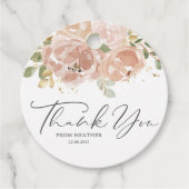 Boho Mauve Peach Flowers Dank je wel Bedankjes Labels (Voorkant)