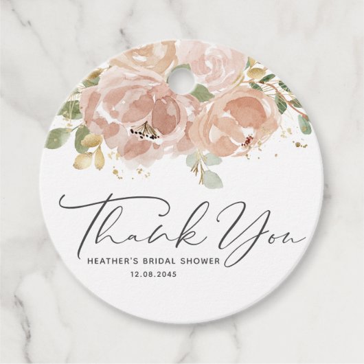 Boho Mauve Peach Flowers Vrijgezellenfeest Bedankt Bedankjes Labels (Voorkant)