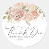 Boho Mauve Peach Flowers Vrijgezellenfeest Bedankt Ronde Sticker (Voorkant)