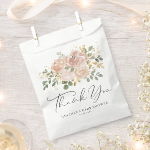 Boho Mauve Perzik Bloemen Baby Shower Bedankt Bedankzakje