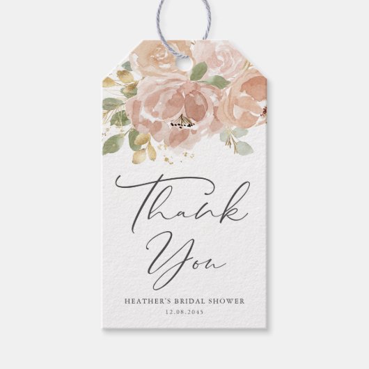 Boho Mauve Perzik Bloemen Bruiloft Feest Bedankt Cadeaulabel (Voorkant)