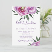 Boho mauve pioenen paarse pruim bruids lunch kaart (Staand voorkant)