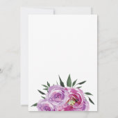 Boho mauve pioenen paarse pruim bruids lunch kaart (Achterkant)