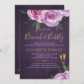 Boho mauve pioenen paarse pruim brunch en bubble kaart (Voorkant / Achterkant)