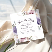 Boho Mave en Lila Floral Save The Date Kaart