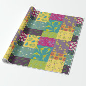 Boho Maximalist Patchwork Quilt  Bloemen Cadeaupapier (Uitgerold)
