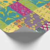 Boho Maximalist Patchwork Quilt Bloemen Cadeaupapier (Hoek)