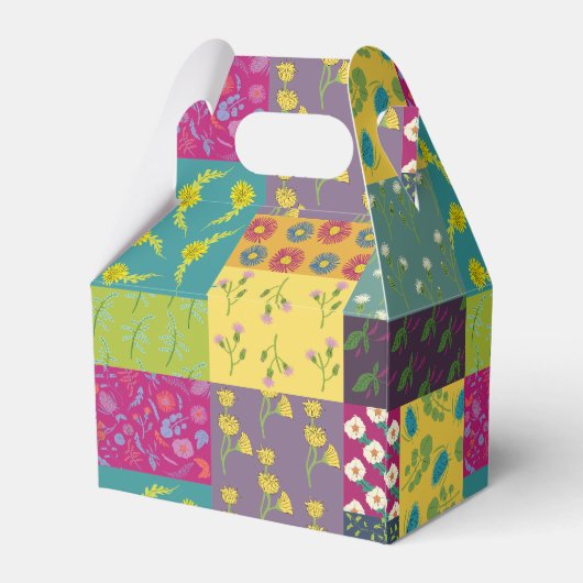 Boho Maximalist Patchwork Quilt Bruiloft Bedankdoosjes (Achterkant)